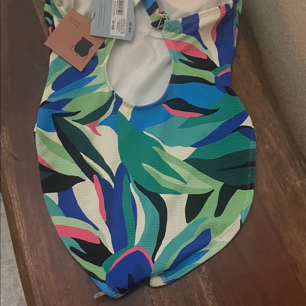 ❌SOLD❌ Tropical High Neck Print One-Piece Swimsuit by Shade & Shore - Picture 4 of 5
